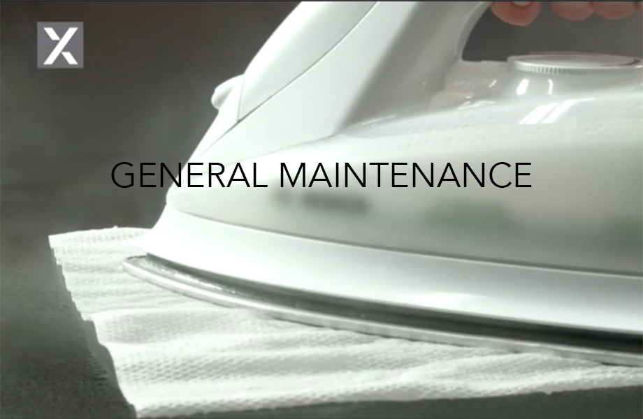 An iron and cloth with the text General Maintenance on top of the image