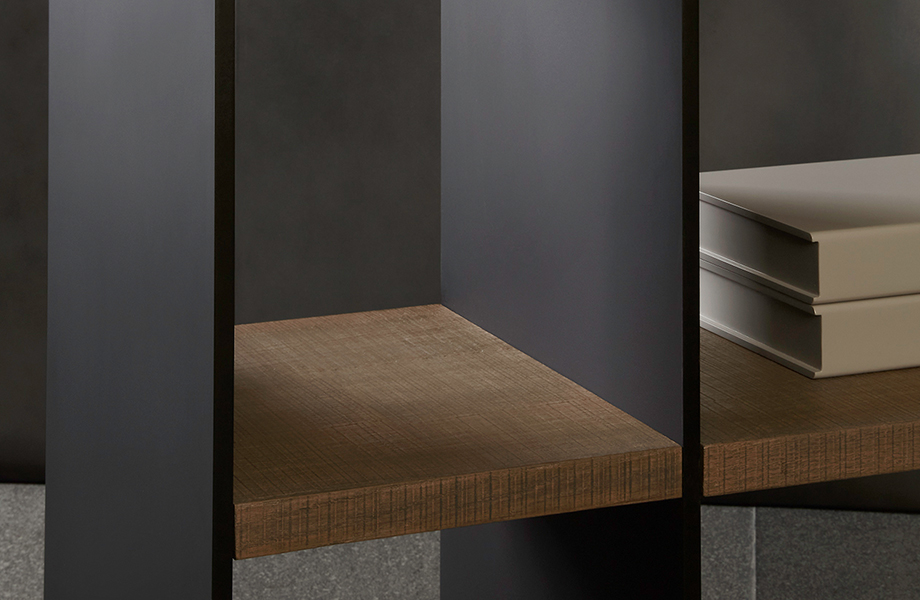 Estante de librero de FENIX NTM® J0720 Nero Ingo con madera rústica